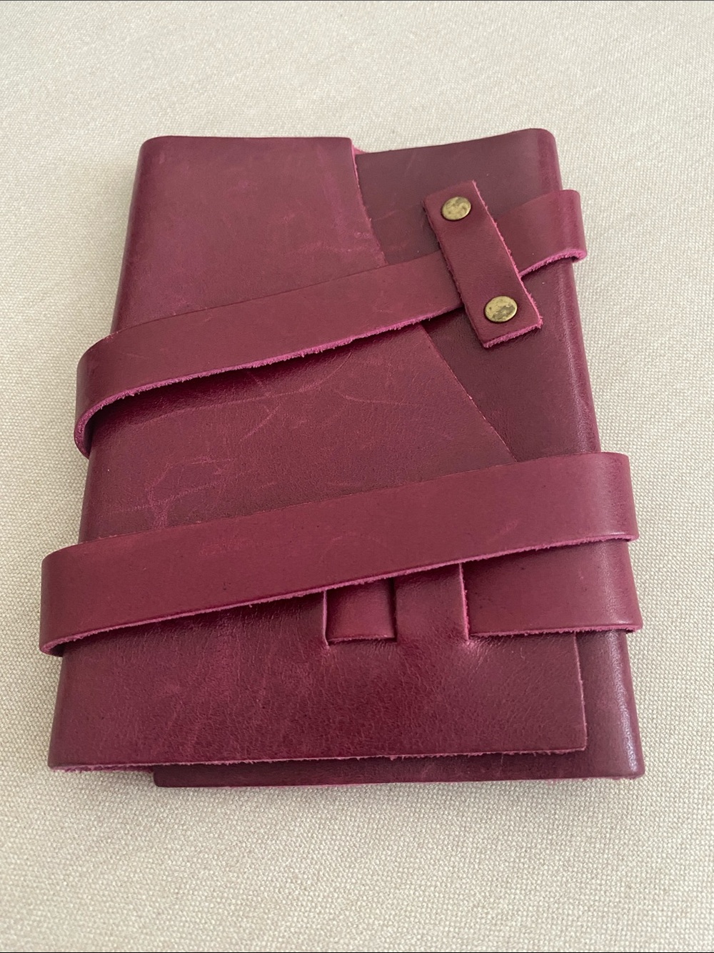 Portland Leather Goods burgundy wrap passport cover,journal